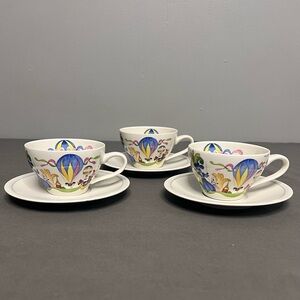 VTG Set Of 3 Villeroy & Boch Le Balloon Jean Mercier Cup & Saucer